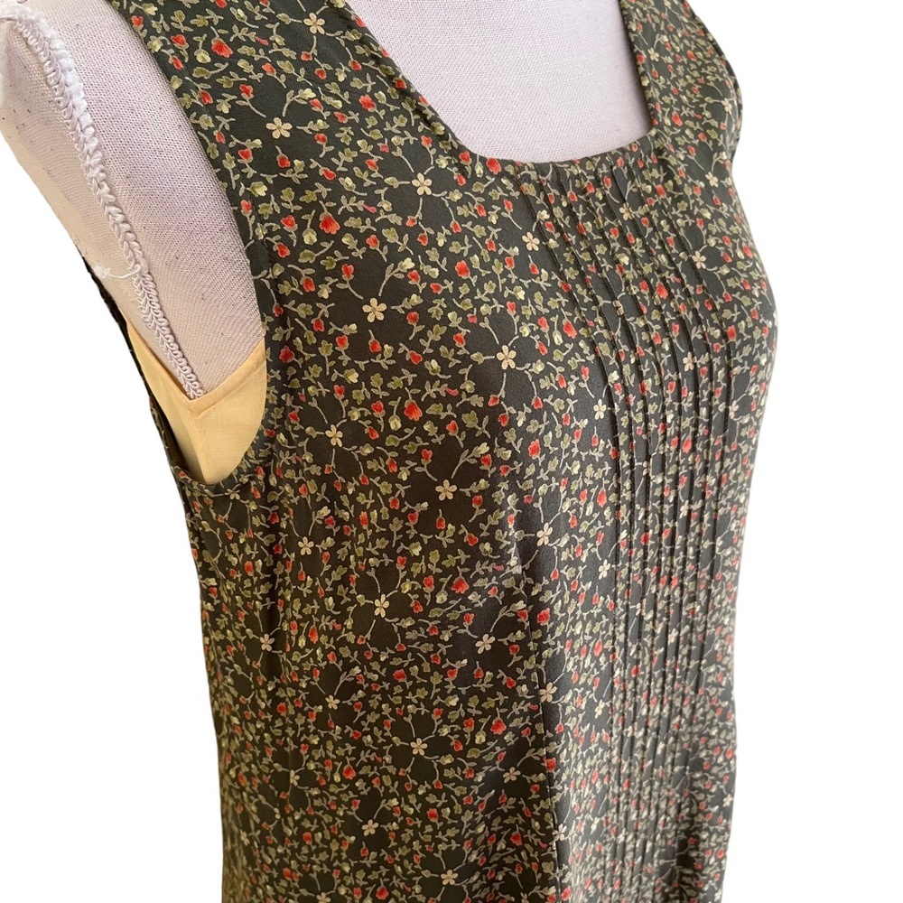 April Cornell Vintage Green with Yellow/Orange Ditsy Floral Maxi Dress S - Picture 4 of 13